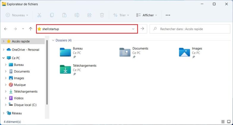 Comment accéder au dossier de démarrage dans Windows 11