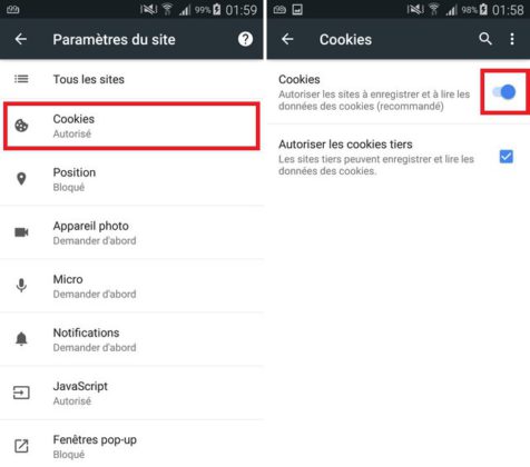 comment activer les cookies sur mon compte google