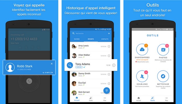 Contacts, composeur et téléphone par Simpler