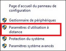 Paramètres d'utilisation à distance