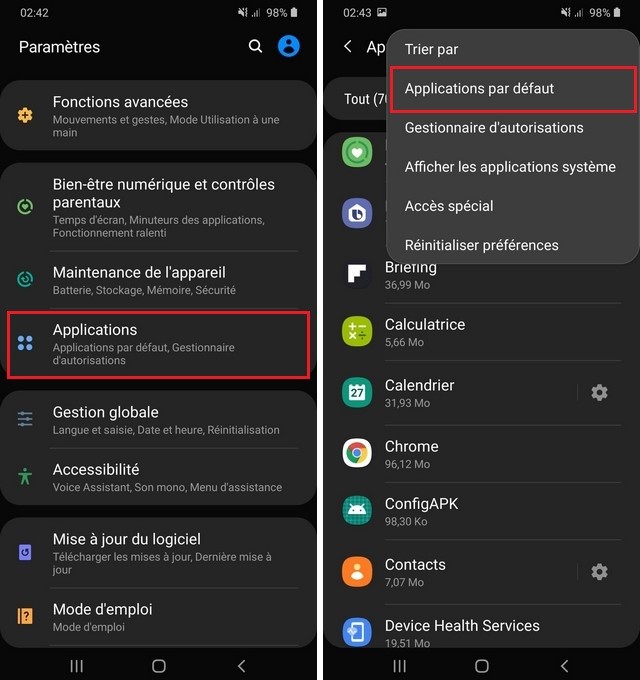 Changer votre application SMS par défaut sur Galaxy Note 10