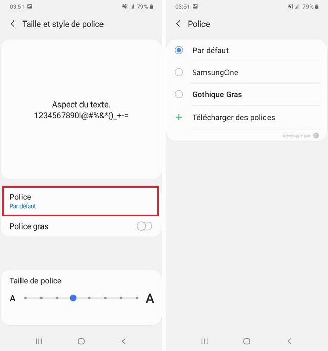 Télécharger des polices sur Galaxy A90