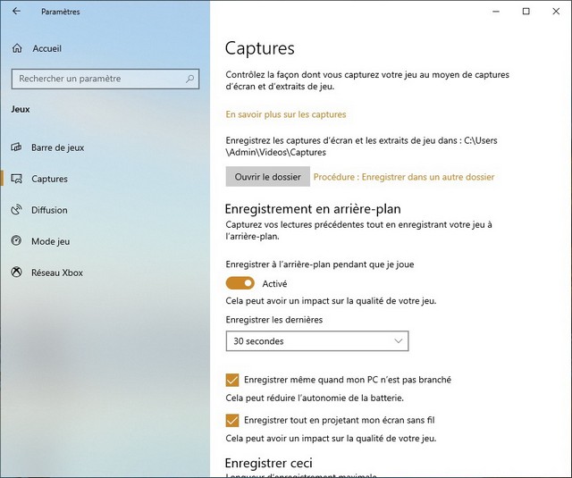 Enregistrer votre écran dans Windows 10 en arrière-plan