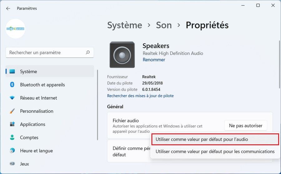 Définir les haut-parleurs par défaut dans Windows 11
