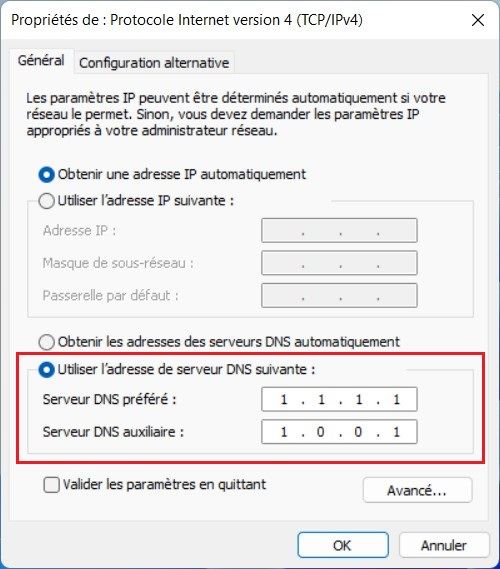 Changer les serveurs DNS à partir du Panneau de configuration