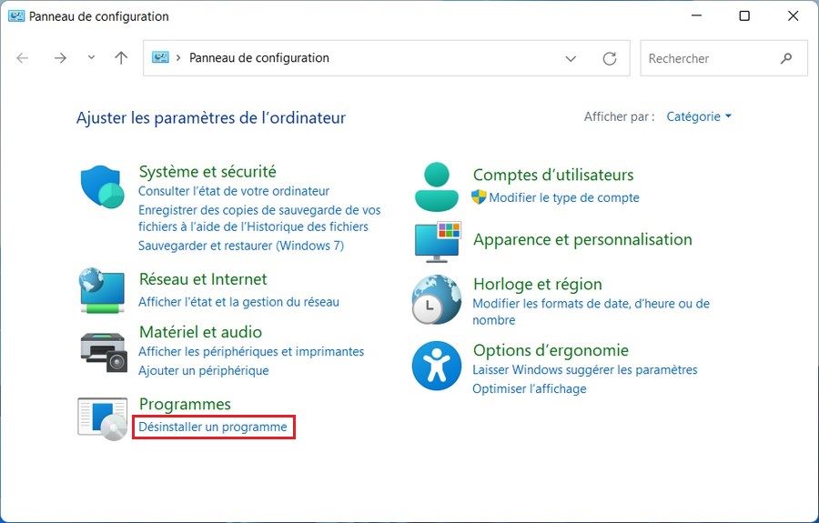 Panneau de configuration