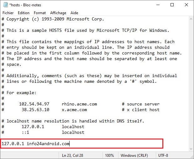 Modifier le fichier hosts sur Windows 10