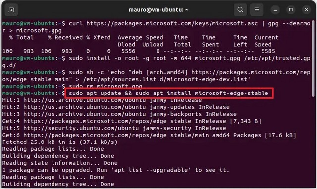 Installer Microsoft Edge à partir de commandes
