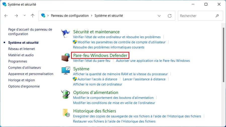 Pare-feu Windows Defender