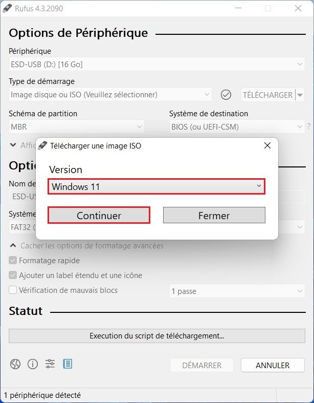 Créer une clé USB bootable de Windows 11