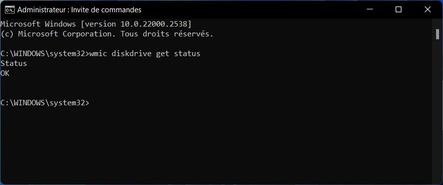 Vérifier l'état du disque dur avec l'invite de commandes