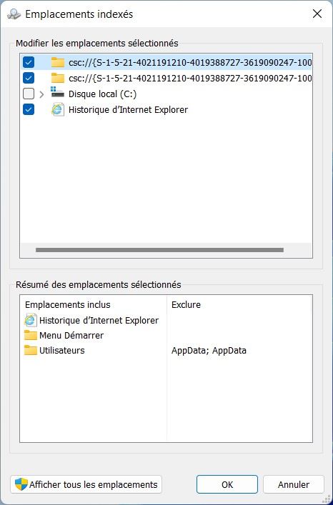 La taille du fichier Windows.db