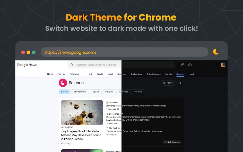 Lecteur sombre pour Chrome