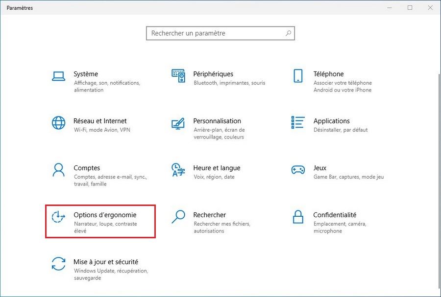 Les paramètres Windows 10