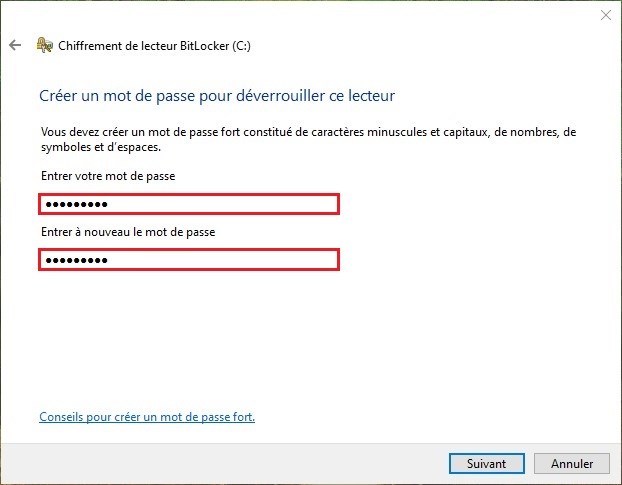 Option d'authentification pour déverrouiller le lecteur