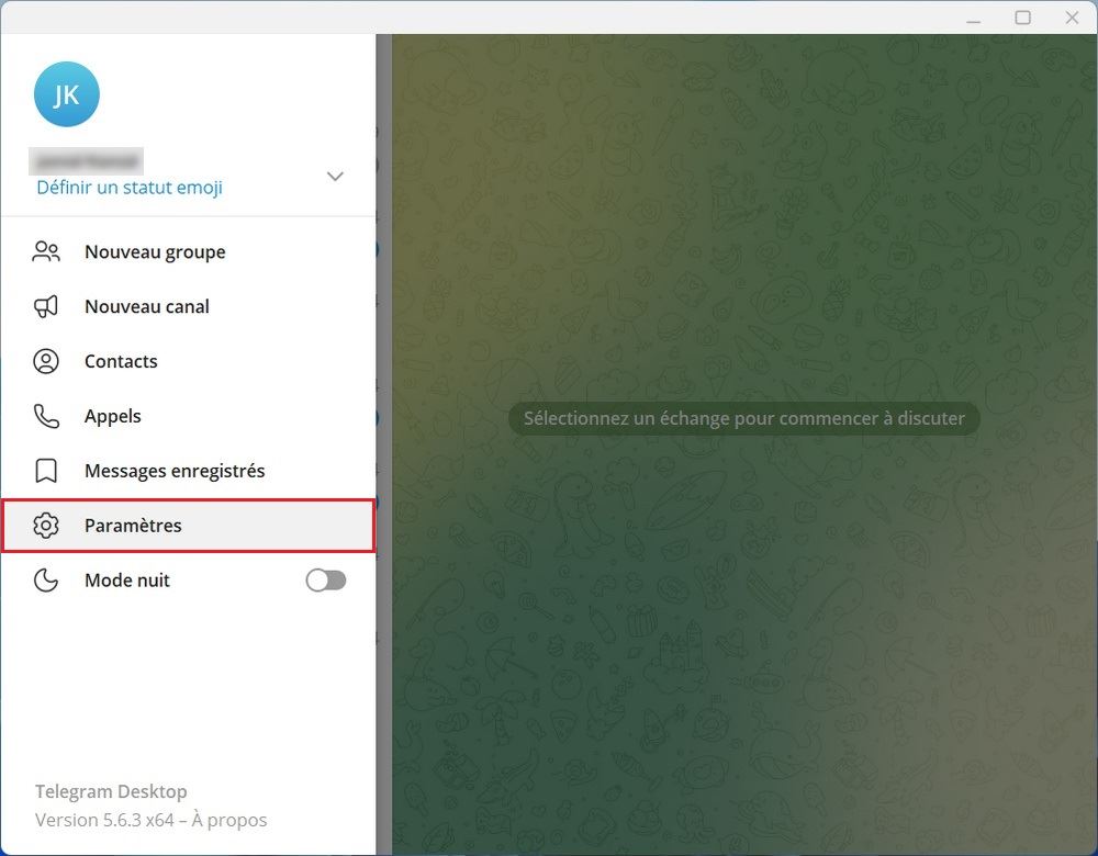 Paramètres Telegram