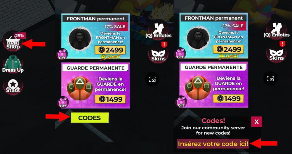 Comment activer les codes dans Squid Game X